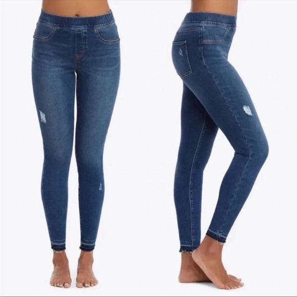 Spanx Distressed Ankle Skinny Jeans High Waisted Women’s Size L - Picture 1 of 9